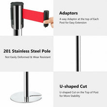 Load image into Gallery viewer, 6 pcs Silver Stanchion Posts Retractable Belt Crowd Control Barrier