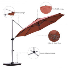 Load image into Gallery viewer, 11' Patio Offset Cantilever Umbrella 360° Rotation Aluminum Tilt-Brick Red