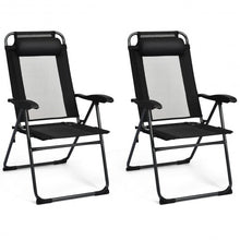 Load image into Gallery viewer, 4 Pcs Patio Garden Adjustable Reclining Folding Chairs with Headrest-Black
