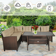 Load image into Gallery viewer, 3 Pcs Rattan Dining Set Patio Furniture Sofa with Cushions