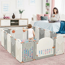 Load image into Gallery viewer, 16 Panel Activity Safety Baby Playpen w/ Lock Door-Beige
