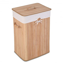 Load image into Gallery viewer, Rectangle Bamboo Hamper Laundry Basket Washing Cloth Bin Storage Bag Lid 3 color-Natural