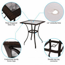 Load image into Gallery viewer, Outdoor Patio Rattan Square Table with Glass Top