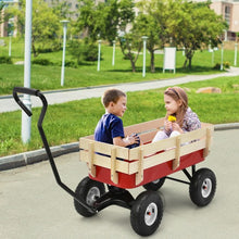 Load image into Gallery viewer, Outdoor Pulling Garden Cart Wagon with Wood Railing