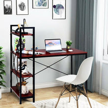 Load image into Gallery viewer, 47.5" Writing Study Computer Desk with 4-Tier Shelves-Coffee
