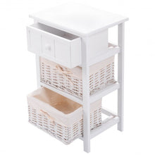 Load image into Gallery viewer, White Nightstand End Table with 2 Baskets
