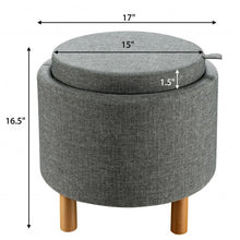 Load image into Gallery viewer, Round Storage Ottoman with Tray Top Accent Padded Footrest-Gray