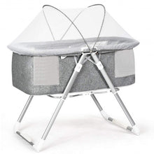 Load image into Gallery viewer, 2 in 1 Foldable Crib with Detachable & Thicken Mattress-Gray