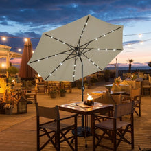 Load image into Gallery viewer, 10' Solar LED Lighted Patio Market Umbrella Shade Tilt Adjustment Crank-Tan