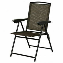 Load image into Gallery viewer, 2 Pcs Folding Sling Chairs with Steel Armrest and Adjustable Back for Patio