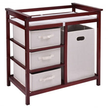 Load image into Gallery viewer, Infant Baby Changing Table w/3 Basket Hamper Diaper Storage Nursery-Cherry