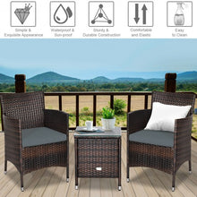 Load image into Gallery viewer, 3 pcs Outdoor Rattan Wicker Furniture Set-Gray