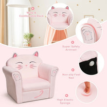 Load image into Gallery viewer, Kids Cat Armrest Couch Upholstered Sofa