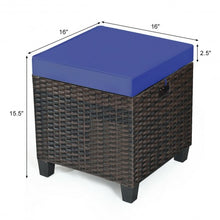 Load image into Gallery viewer, 2PCS Patio Rattan Ottoman Cushioned Seat-Navy