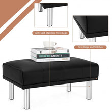 Load image into Gallery viewer, Ottoman Footrest Stool PU Leather Seat with Metal Legs-Black