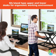 Load image into Gallery viewer, Height Adjustable Standing Desk Converter with Removable Keyboard Tray-Black