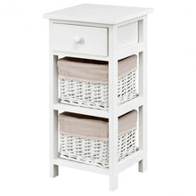 Load image into Gallery viewer, 2Pcs Bedroom Bedside End Table with Drawer Baskets-White