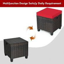 Load image into Gallery viewer, 2Pcs Patio Rattan Ottoman Cushioned Seat-Red