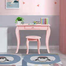 Load image into Gallery viewer, Kids Princess Makeup Dressing Play Table Set with Mirror -Pink