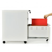 Load image into Gallery viewer, 3-Drawer Mobile File Cabinet Stee with Lock-White