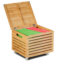 Load image into Gallery viewer, Bamboo Hanging and Rolling File Storage Organizer-Natural