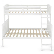 Load image into Gallery viewer, Twin over Full Bunk Bed Rubber Wood Convertible with Ladder Guardrail-White