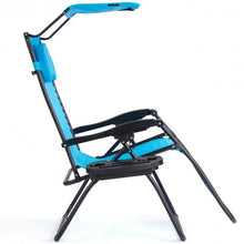 Load image into Gallery viewer, Folding Recliner Lounge Chair with Shade Canopy Cup Holder-Blue