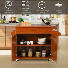 Load image into Gallery viewer, Rolling Kitchen Island Cart with Towel and Spice Rack-Cherry