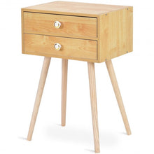 Load image into Gallery viewer, Mid Century Modern 2 Drawers Nightstand in Natural