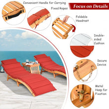 Load image into Gallery viewer, 3PCS Wooden Folding Patio Lounge Chair Table Set