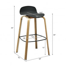 Load image into Gallery viewer, Set of 2 Modern Barstools Pub Chairs with Low Back and Metal Legs-Black
