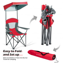 Load image into Gallery viewer, Portable Folding Camping Canopy Chair with Cup Holder Cooler -Red
