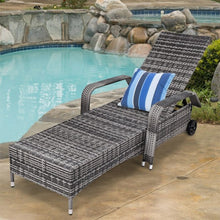 Load image into Gallery viewer, Outdoor Rattan Adjustable Cushioned Lounge Chair