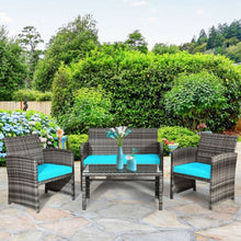 Load image into Gallery viewer, 4PCS Patio Rattan Furniture Set-Turquoise