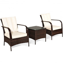 Load image into Gallery viewer, 3 PCS Patio Rattan Furniture Set-White