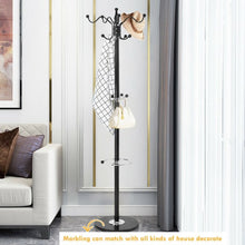 Load image into Gallery viewer, 15 Hooks 70" Metal Coat Hat Jacket Stand Tree Holder Hanger Rack w/ Marble Base