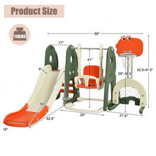 Load image into Gallery viewer, 6 in 1 Toddler Slide and Swing Set with Ball Games-Orange