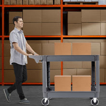 Load image into Gallery viewer, 46" x 25" x 33" Plastic Utility 2 Shelves Rolling Service Cart