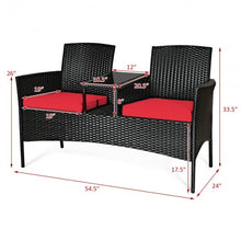 Load image into Gallery viewer, Patio Rattan Conversation Set Seat Sofa-Red