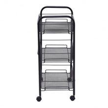 Load image into Gallery viewer, Black/Gray 3 Tier Storage Rack Trolley Cart-Black