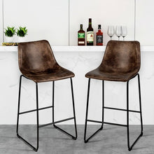 Load image into Gallery viewer, Set of 2 Bar Stool Faux Suede Upholstered Chair-Brown