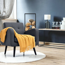 Load image into Gallery viewer, Modern Upholstered Comfy Accent Chair Single Sofa with Rubber Wood Legs-Gray