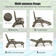 Load image into Gallery viewer, 5 Position Adjustable Folding Lounger Chaise Chair on Wheels-Brown