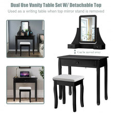 Load image into Gallery viewer, Square Mirrored Vanity Dressing Table Set with 3 Storage Boxes-Black