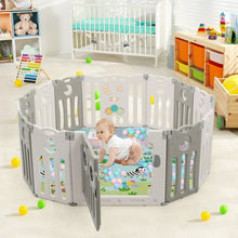 Load image into Gallery viewer, 14-Panel Baby Playpen Kids Activity Center Foldable Play Yard with Lock Door