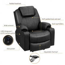 Load image into Gallery viewer, Electric Power Lift Leather Massage Sofa-Black
