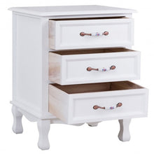 Load image into Gallery viewer, Storage Solid Wood End Nightstand w/ 3 Drawers -White
