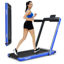 Load image into Gallery viewer, 2-in-1 Electric Motorized Health and Fitness Folding Treadmill with Dual Display-Blue