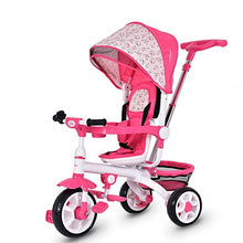 Load image into Gallery viewer, 4-in-1 Detachable Baby Stroller Tricycle with Round Canopy -Pink