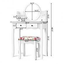 Load image into Gallery viewer, Makeup Vanity Table Set Girls Dressing Table with Drawers Oval Mirror-White